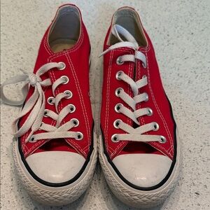 Converse Red Canvas Sneakers with White Accents